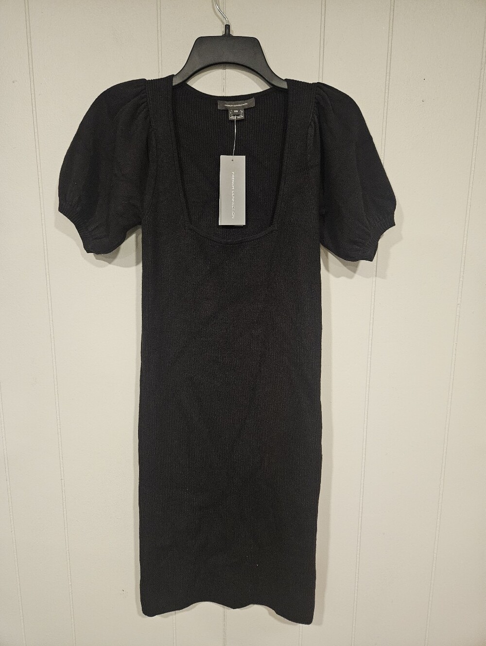 French Connection Babsoft Puff Sleeve Sweater Dress Women's XSmall  Black NWT